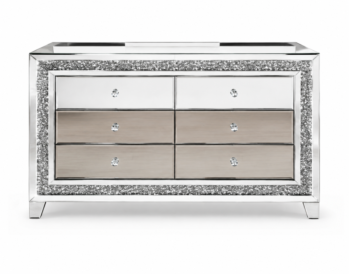 Commode Miroir et LED 6 tiroirs