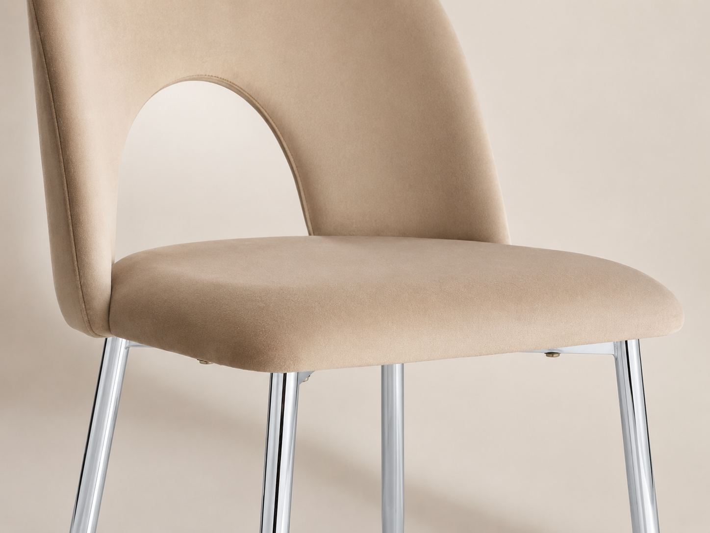 Lot de chaises TEDDY Chrome velours #couleur_taupe