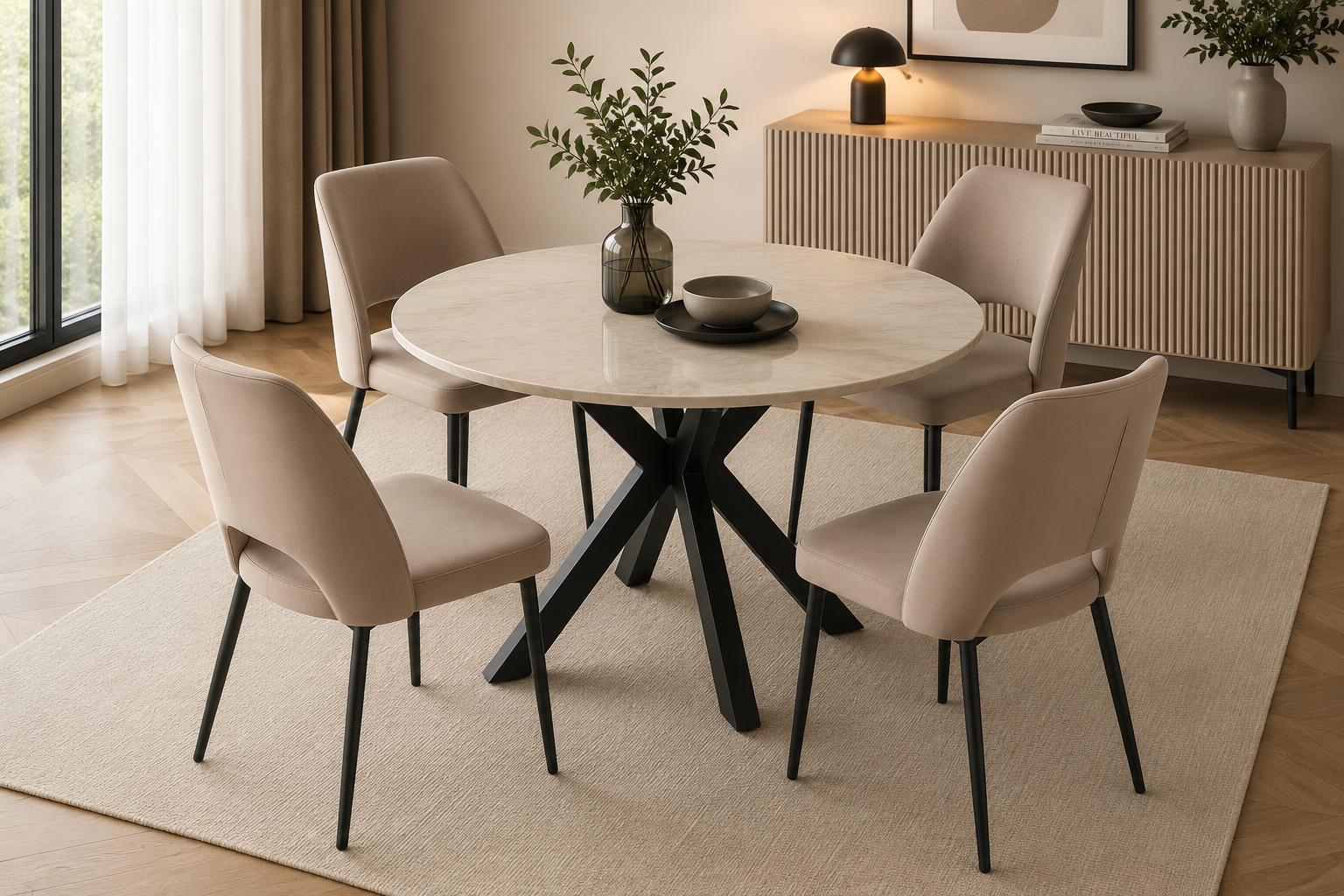 Lot de chaises AVA Métal noir Velours #couleur_taupe