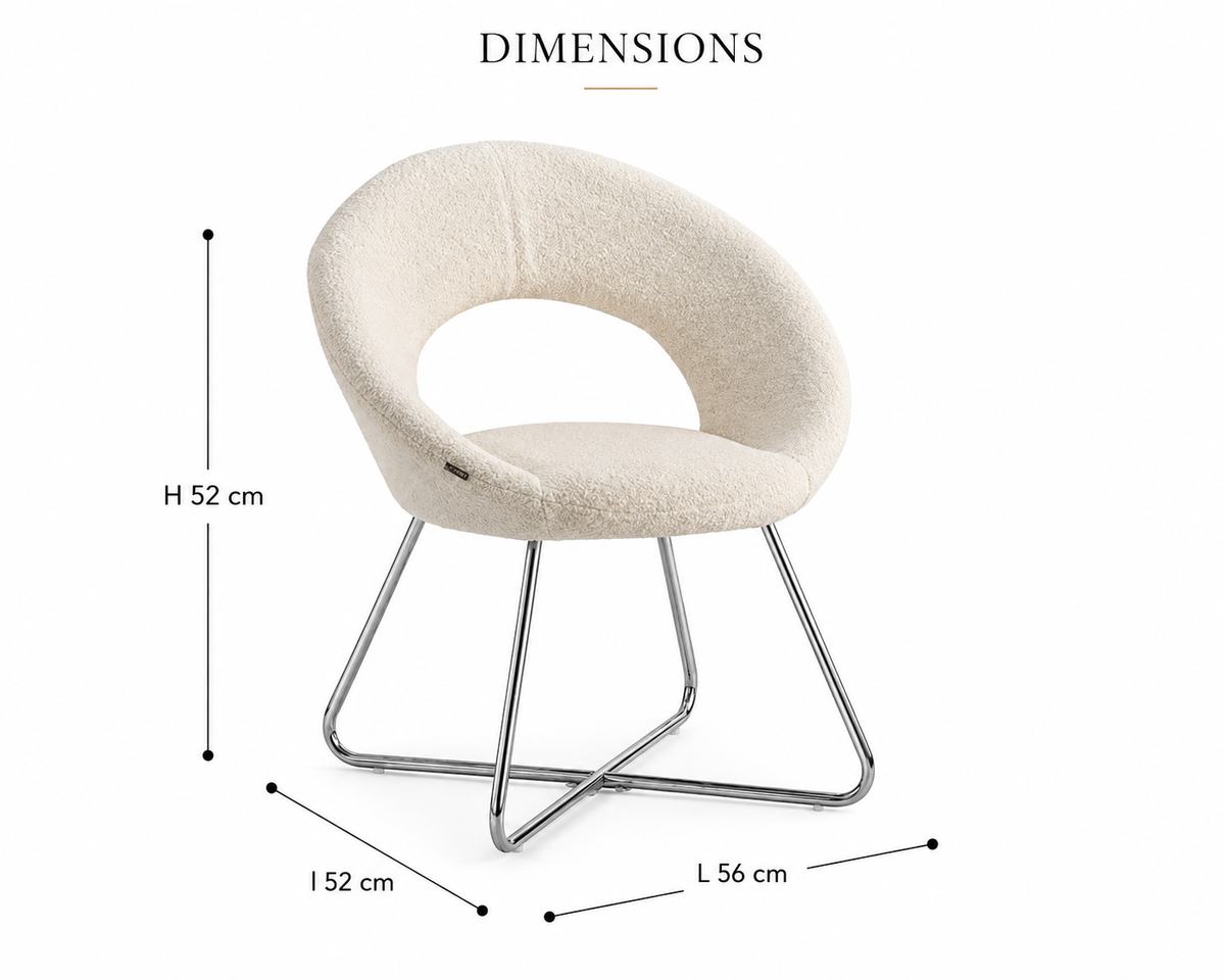 Lot de 4 Chaises BUBBLE Chrome velours - Blanc doudou