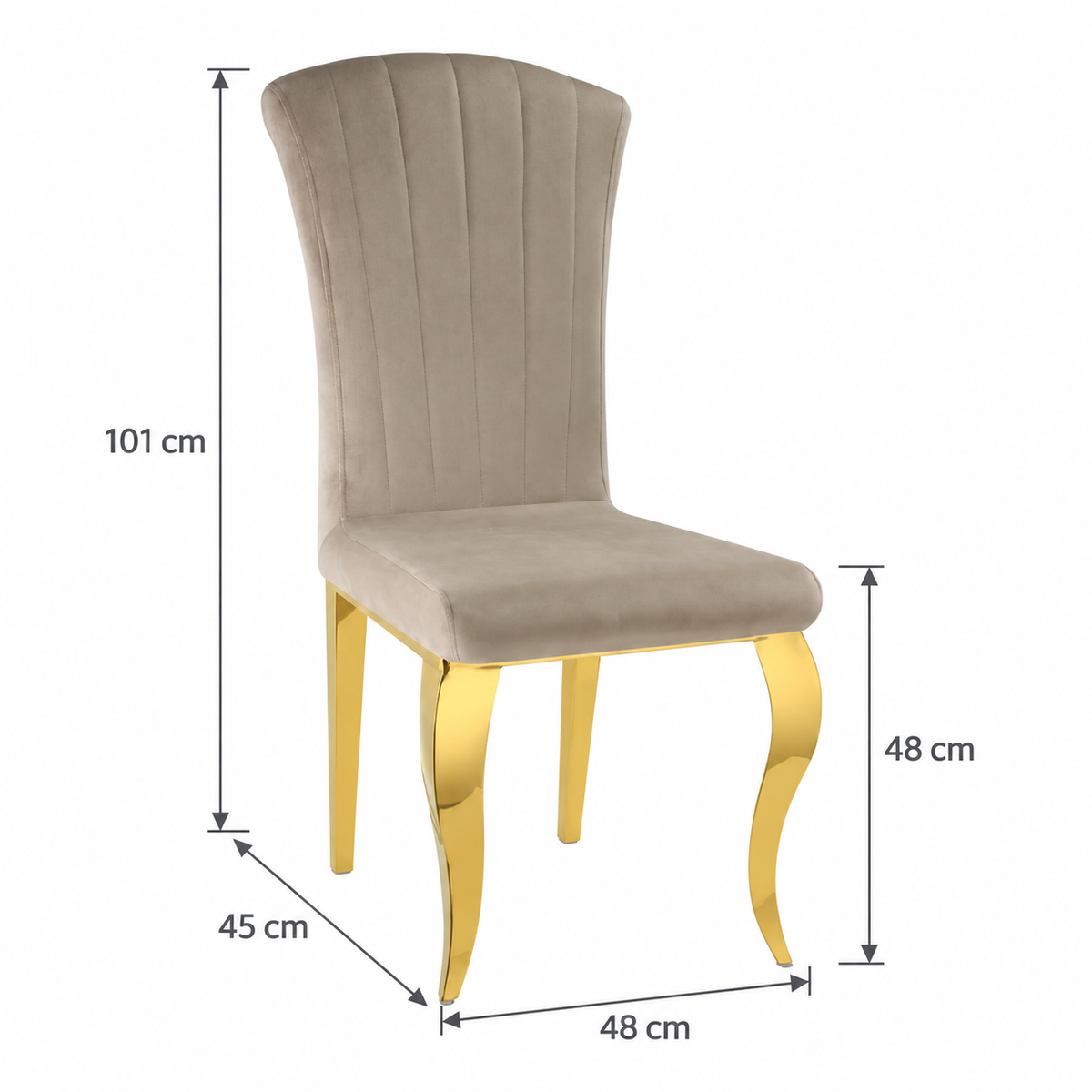 Lot de 6 Chaises baroque LOUIS Gold Velours Moka