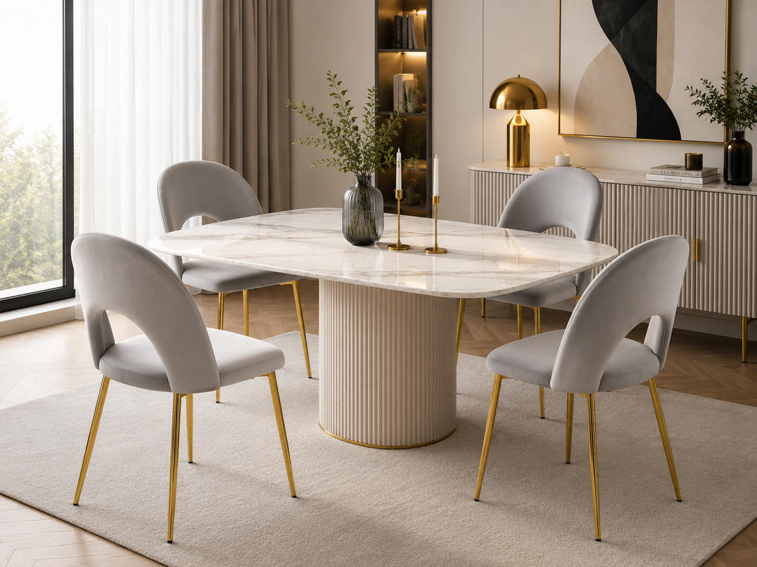 Lot de chaises TEDDY Gold velours #couleur_gris