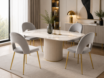 Lot de chaises TEDDY Gold velours #couleur_gris