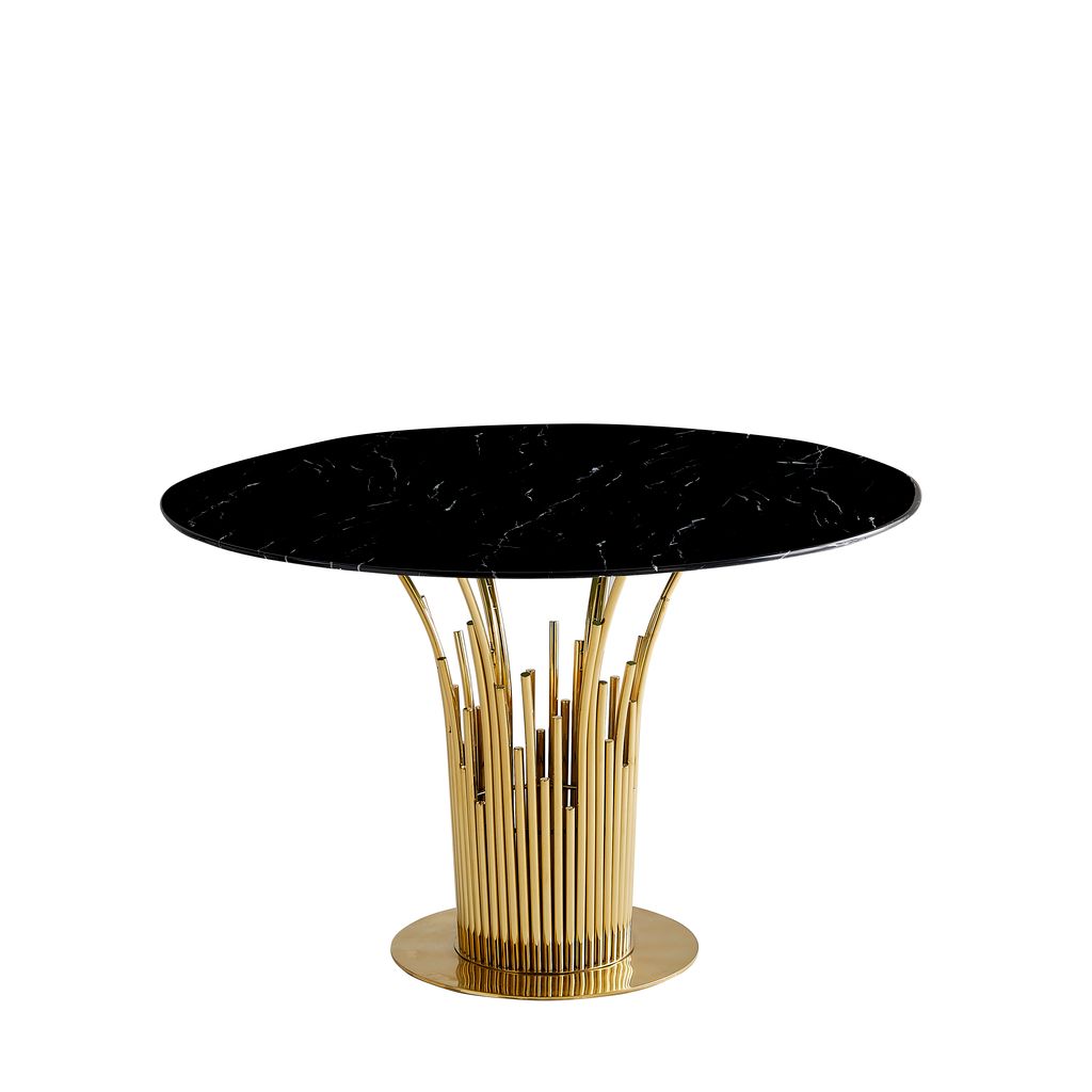 Table à manger ronde FLUTE Gold #couleur_marbré-blanc
