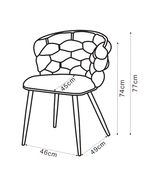 Lot de 2 chaises salle à manger en tissu beige pieds métal noir - LOLIPOP