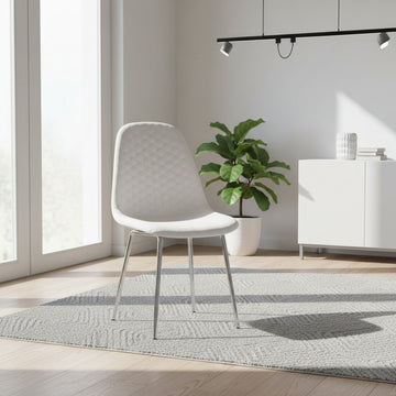 Lot 4 Chaises Salle à Manger Scandinave Alvéole Velours Beige Pieds Chrome