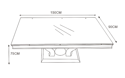 Table a manger verre effet marbre blanc pied gold 150x90 cm TROFY