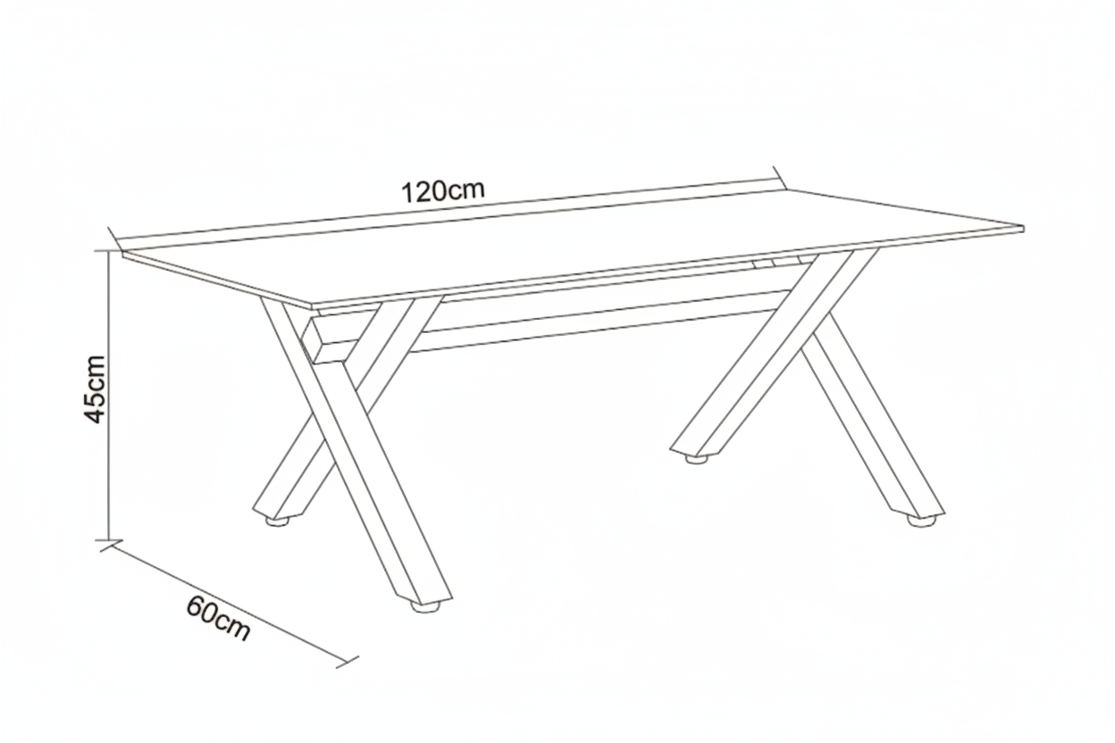Table basse IXE Bois & Verre Transparent 120x60x45 cm