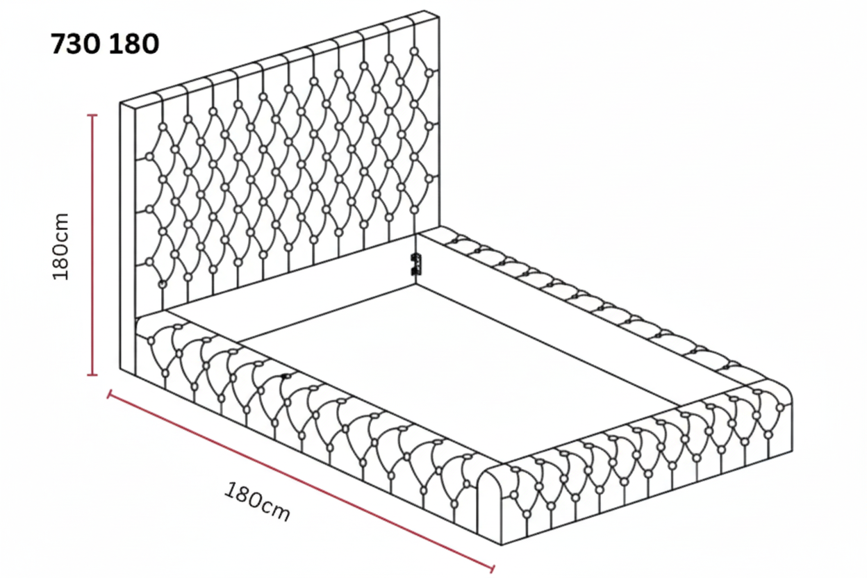 Cadre de lit double en velours 180x200 cm ROYAL