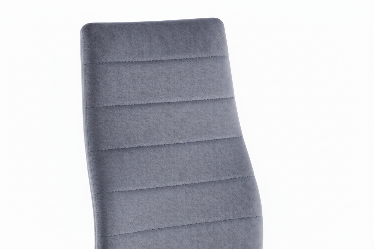 Lot 6 chaises velours gris pieds métal noir 52x45x90 cm TOLIA