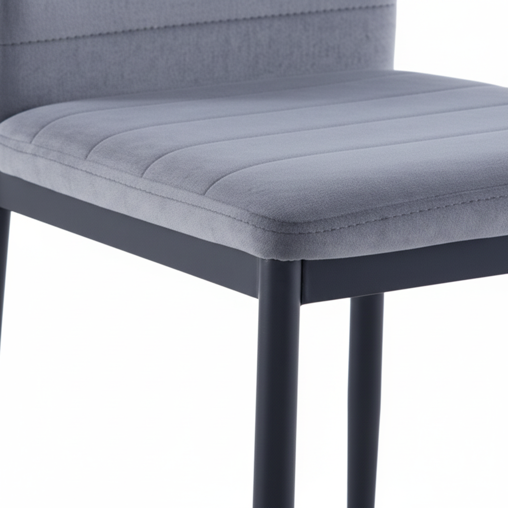 Lot 6 chaises velours gris pieds métal noir 52x45x90 cm TOLIA