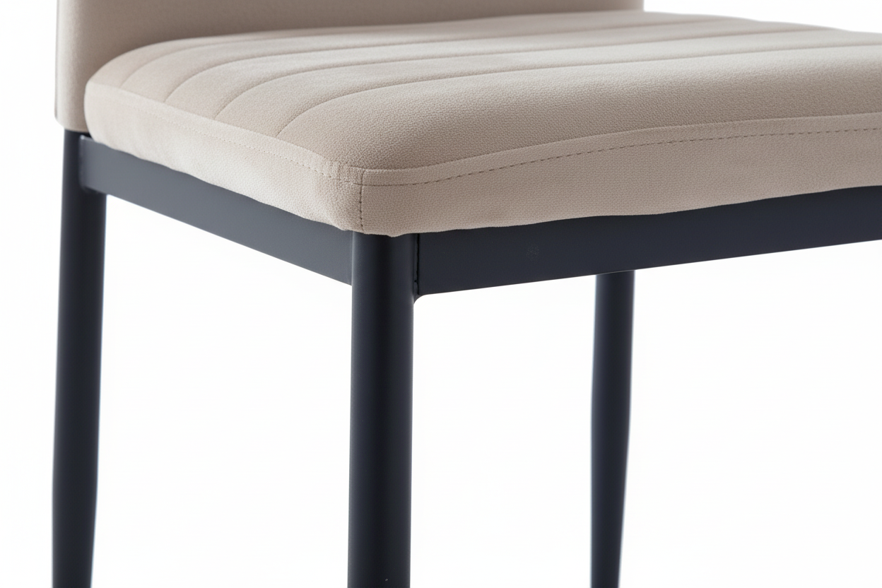 Lot 6 chaises velours taupe pieds métal noir 52x45x90 cm TOLIA