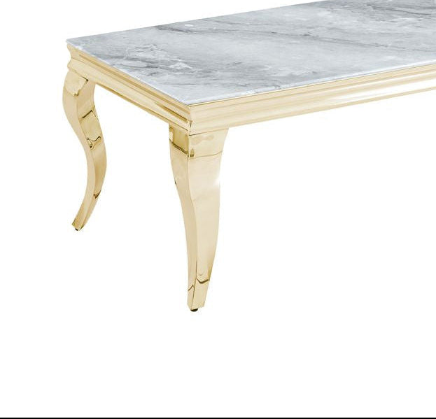 Table basse BAROQUE Gold 120x60x45 cm – Plateau Marbré gris
