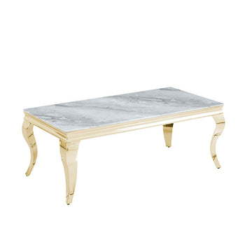 Table basse BAROQUE Gold 120x60x45 cm – Plateau Marbré gris