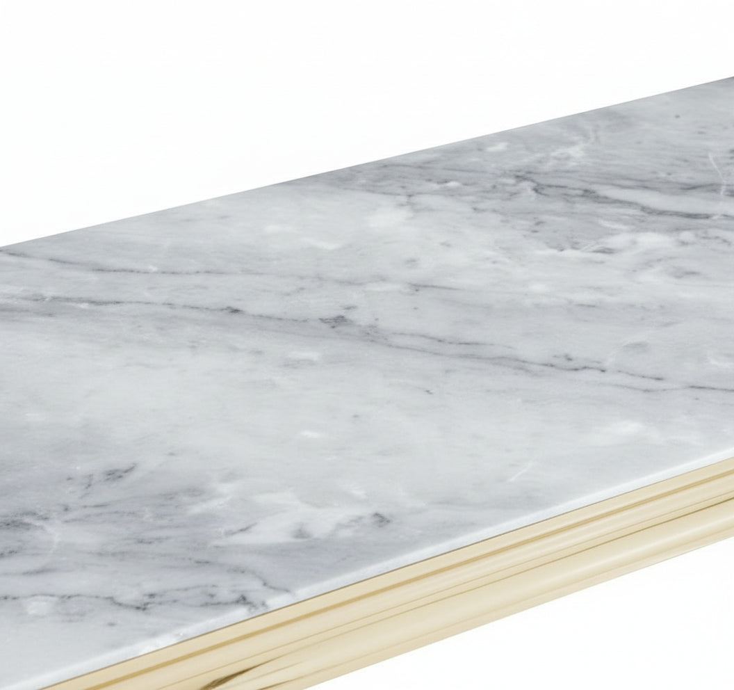 Table basse BAROQUE Gold 120x60x45 cm – Plateau Marbré gris