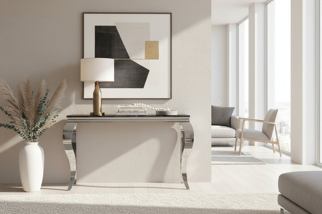 Console BAROQUE chrome verre marbre 120x40x78 cm