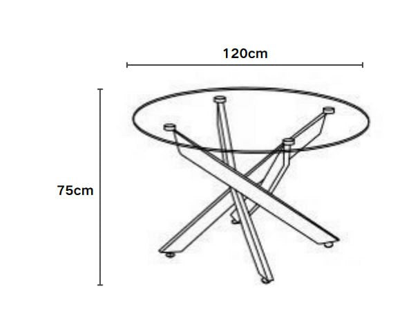 Table a manger ronde JESSICA TRANSPARENT en Métal noir XXL 120 cm 4 couverts