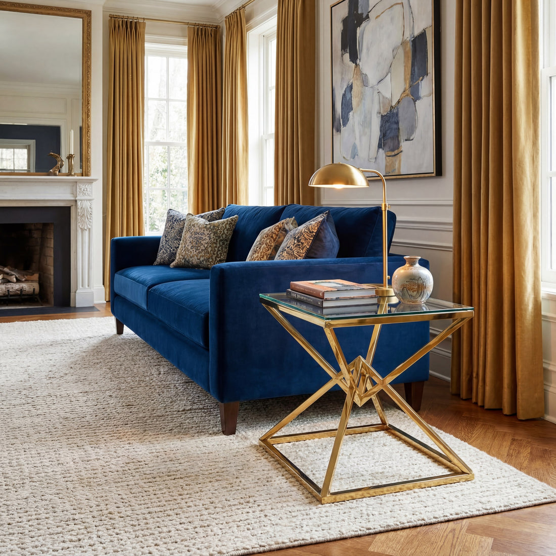 Guéridon PYRAMIDE Gold Transparent 55x55x H55 cm