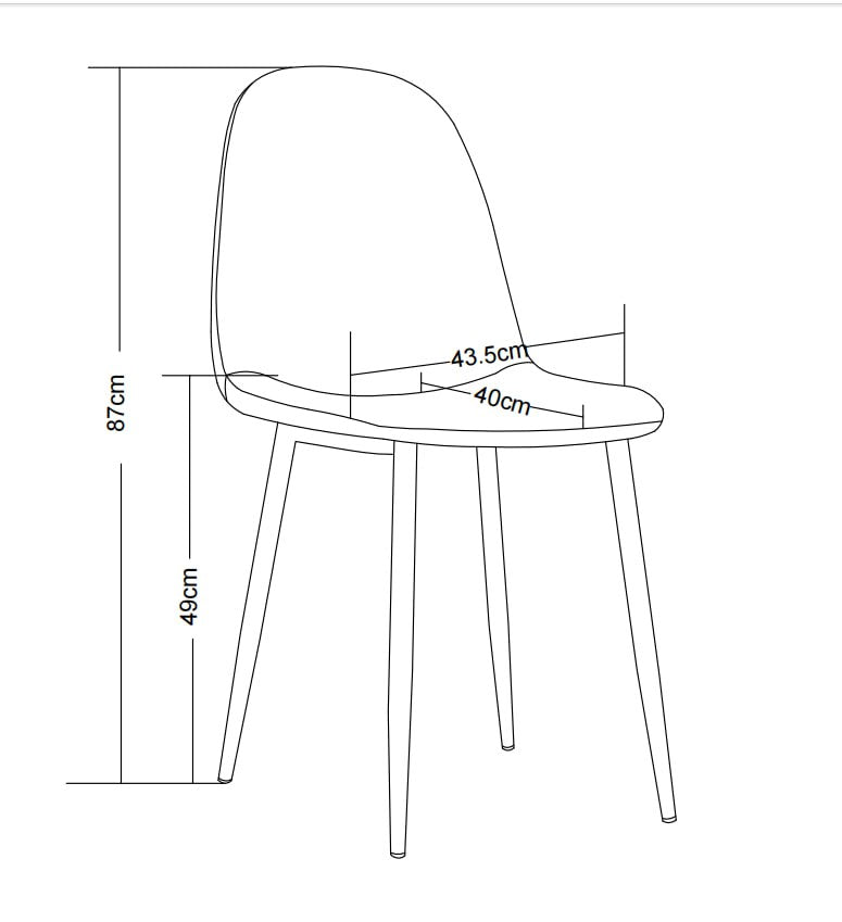 Lot de 4 chaises scandinaves velours beige pieds chrome 43,5x40x87 cm