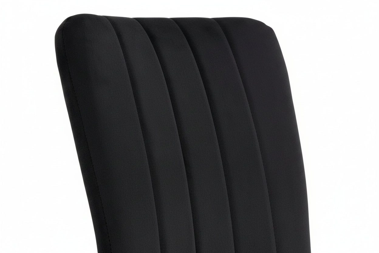 Lot 4 Chaises Salle à Manger Pony Velours Noir Pieds Métal Noir 57x42x95cm