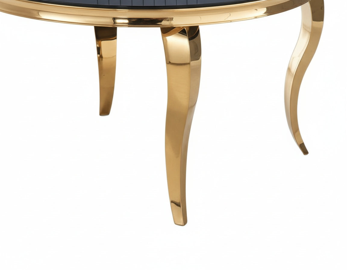 Table à manger Ronde BAROQUE Gold 130x75cm - Plateau Noir