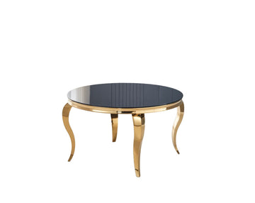 Table à manger Ronde BAROQUE Gold 130x75cm - Plateau Noir