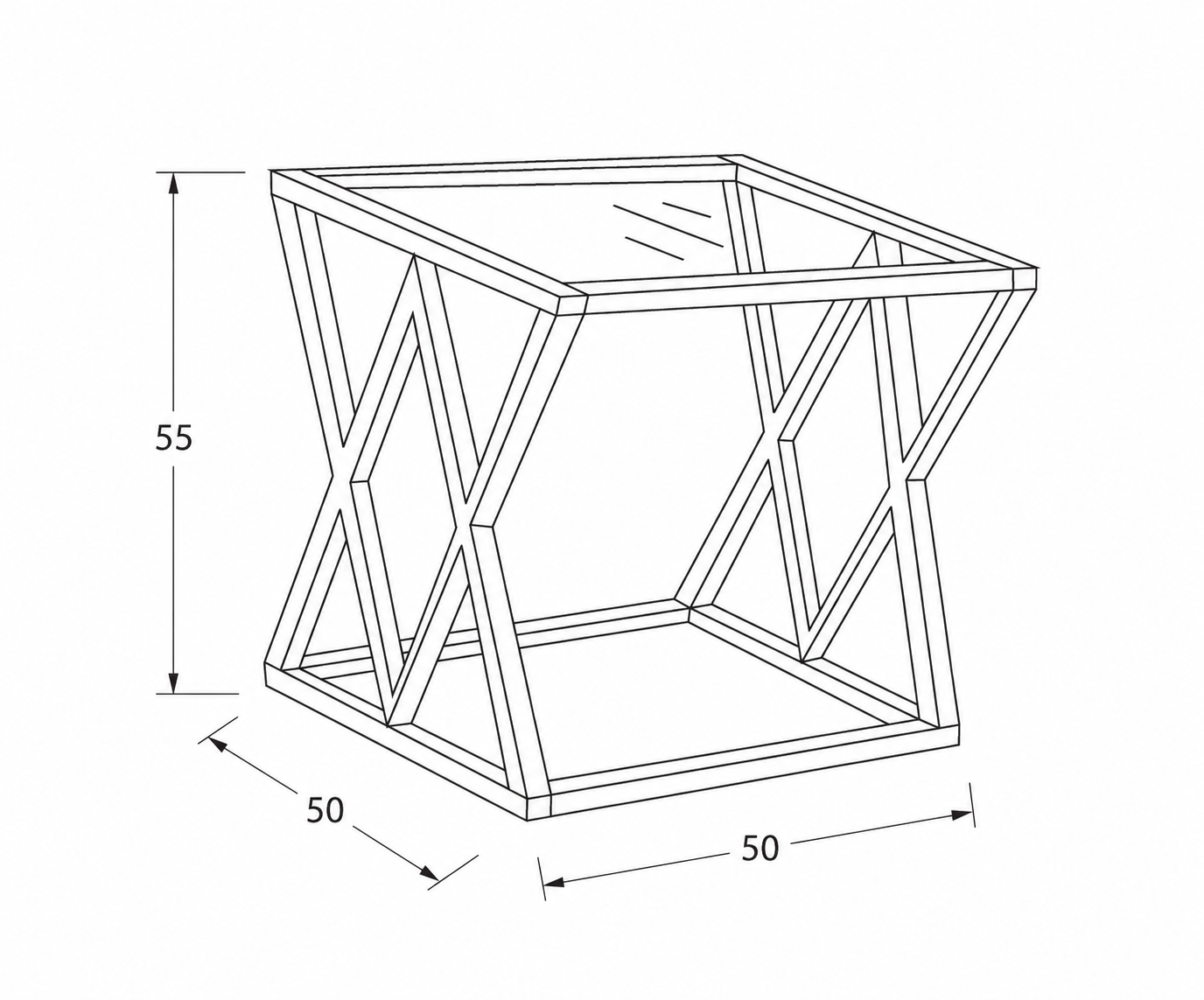 Guéridon TRIANGLE – Finition Gold – 50x50x55 cm #couleur_transparent