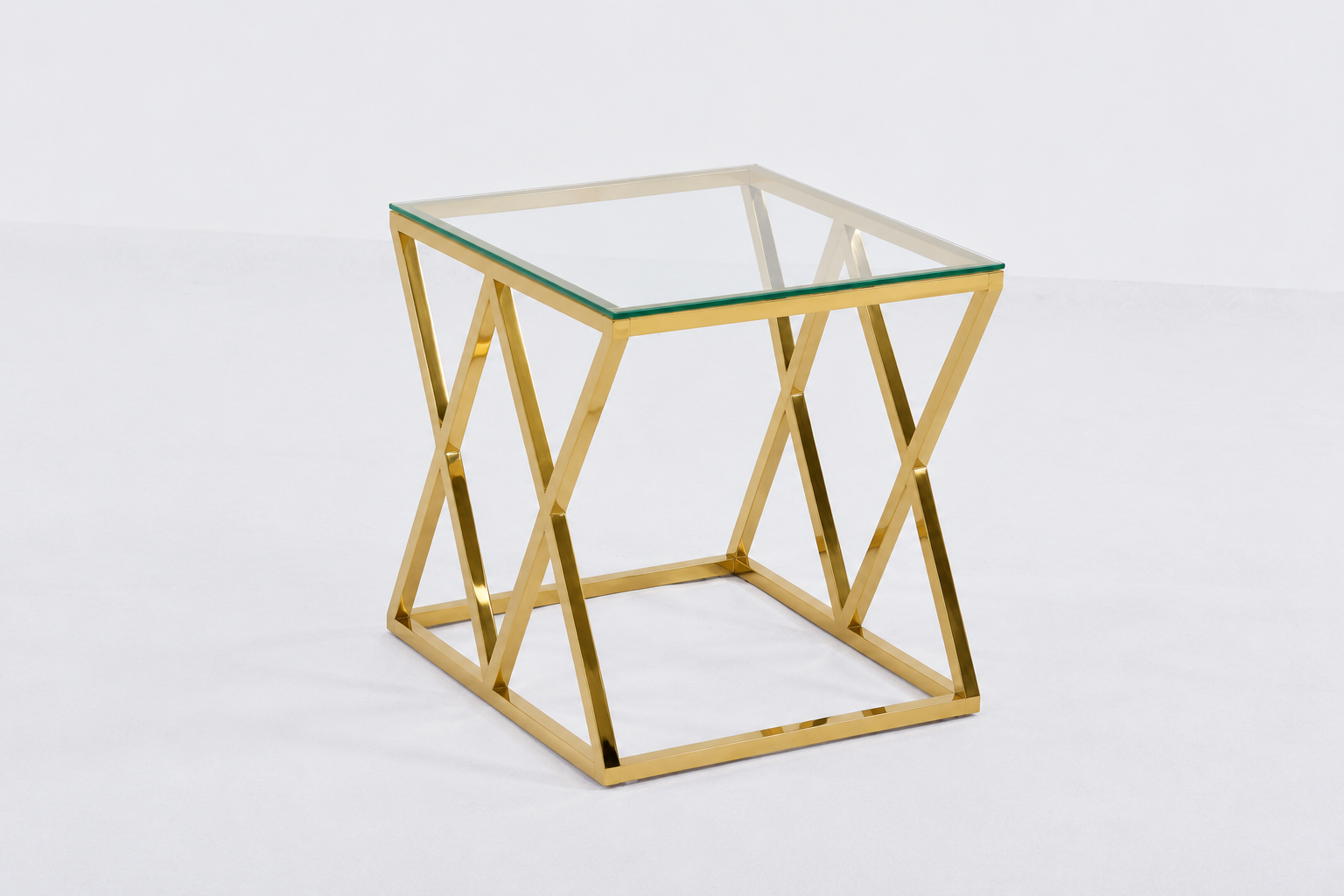 Guéridon TRIANGLE – Finition Gold – 50x50x55 cm #couleur_transparent
