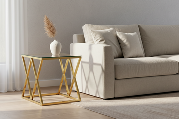 Guéridon TRIANGLE – Finition Gold – 50x50x55 cm #couleur_transparent
