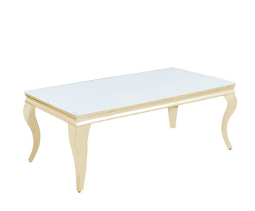 Table basse BAROQUE Gold 120x60x45 cm – Plateau blanc