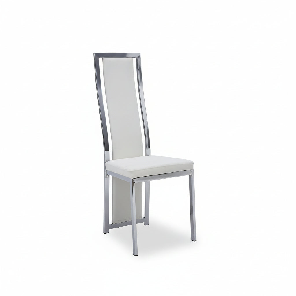 Lot de chaises Dana simili cuir contour chromé #couleur_blanc
