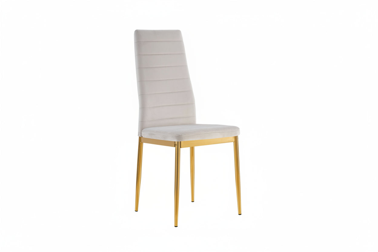 Lot 6 chaises velours moka pieds métal gold 52x45x90 cm TOLIA