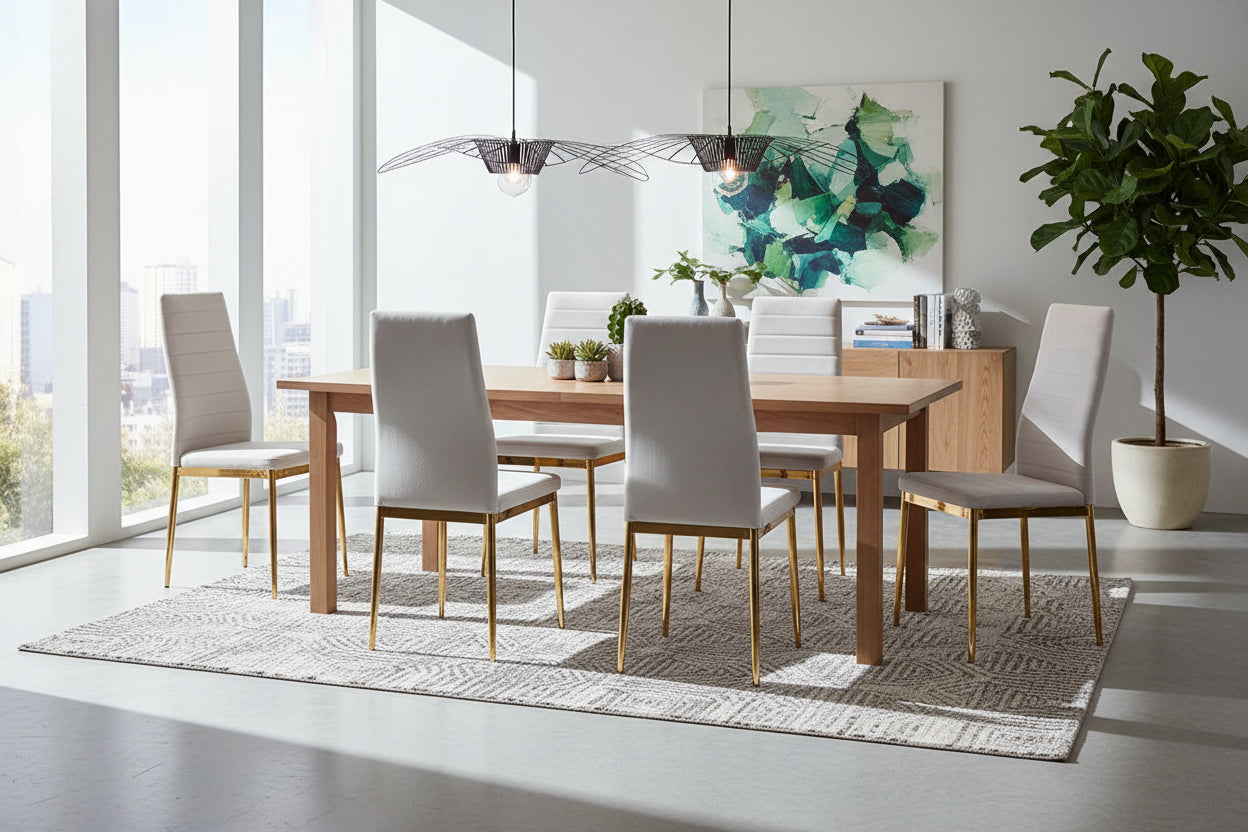 Lot 6 chaises velours moka pieds métal gold 52x45x90 cm TOLIA