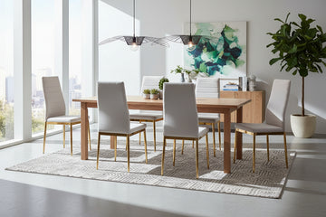 Lot 6 chaises velours moka pieds métal gold 52x45x90 cm TOLIA